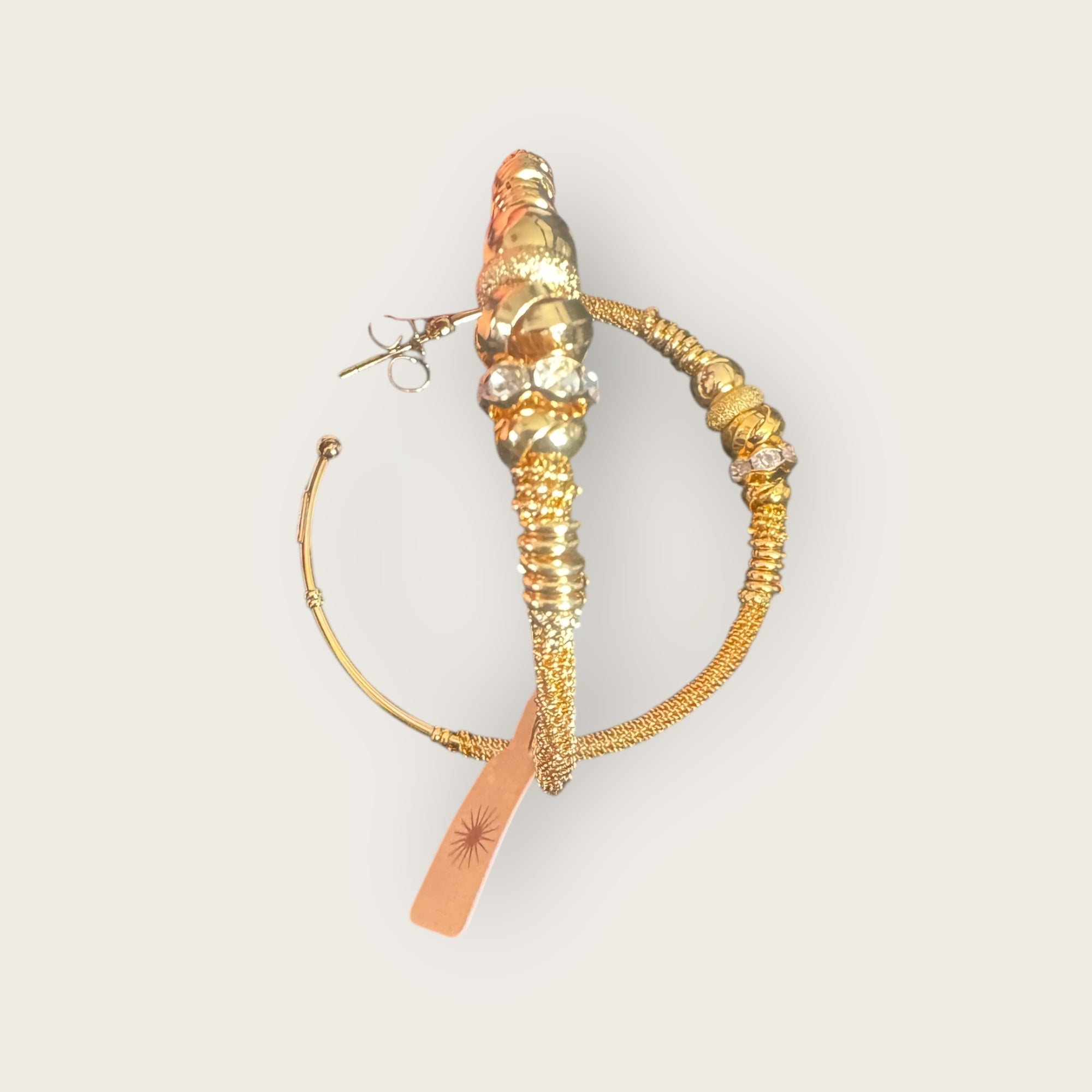 GAS BIJOUX - Boucles d'oreilles créoles ZIZANIE strass dorées à l'or fin