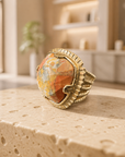 GAS BIJOUX - BAGUE ARTY CARREE CHEVALIERE EN JASPE BRECHIQUE - TAILLE L