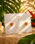 GAS BIJOUX - BOUCLES D'OREILLES PUCES AMORE DORÉES - CORNALINE