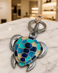 GAS BIJOUX - PORTE CLES TORTUE ARGENTÉ ÉMAILLÉ