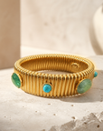 GAS BIJOUX - BRACELET STRADA MOYEN MODELE - MALACHITE - TURQUOISE - AMAZONITE - Métal doré