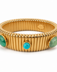 GAS BIJOUX - BRACELET STRADA MOYEN MODELE - MALACHITE - TURQUOISE - AMAZONITE - Métal doré