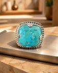 GAS BIJOUX - BAGUE ARTY CHEVALIERE - TURQUOISE - Métal argenté - TAILLE L