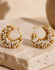 GAS BIJOUX - BOUCLES D'OREILLES CREOLES IZZIA DORÉES - BLANCHES ET DORÉES