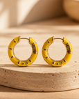 GAS BIJOUX - BOUCLES D'OREILLES CREOLES BAMBOU MINI DORÉES - JAUNE