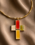GAS BIJOUX - COLLIER CROIX BAMBOU BIS DORÉE