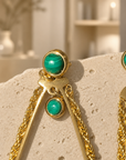 ZAG BIJOUX - BOUCLES D'OREILLES FORME GOUTTES DORÉES ET MALACHITE