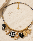 GAS BIJOUX - COLLIER BELLAGIO MÉTAL DORÉ - NOIR ET BLANC