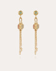 GAS BIJOUX - Boucles d'oreilles Serti Talisman grand modèle, Amazonite, Hématoîde jaune et rouge, Fluorine et Quartz rose
