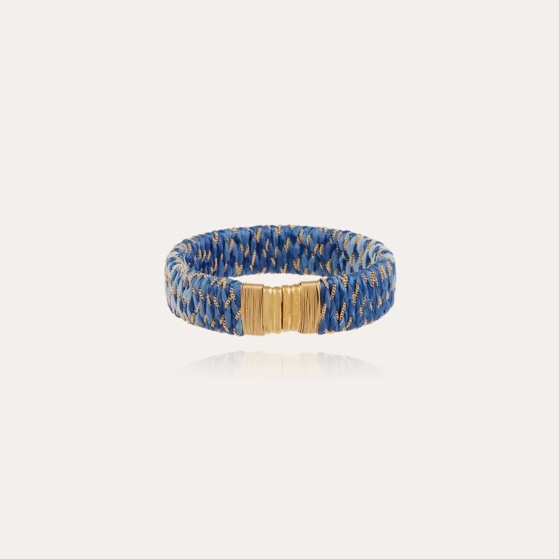 GAS BIJOUX - Bracelet Rofia chaine petit modèle doré métal doré à l'or fin - Bleu