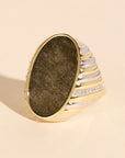 BE MAAD - Bague thème Amara obsidienne dorée