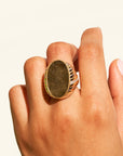 BE MAAD - Bague thème Amara obsidienne dorée