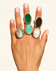 BE MAAD - Bague thème Amara obsidienne dorée