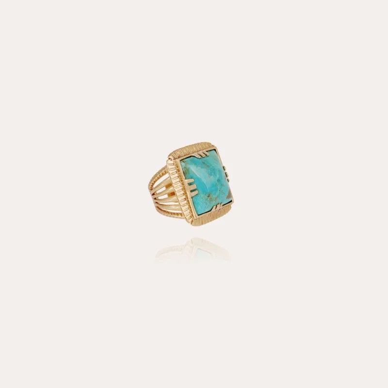 GAS BIJOUX - Bague Arty dorée turquoise doré à l'or fin