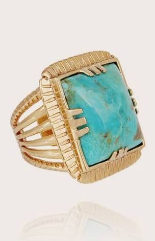 GAS BIJOUX - Bague Arty dorée turquoise doré à l'or fin