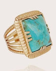 GAS BIJOUX - Bague Arty dorée turquoise doré à l'or fin