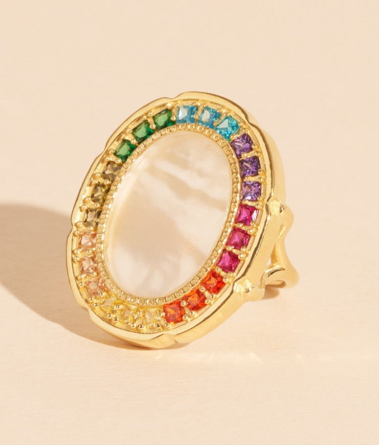 BE MAAD - Bague thème Hera nacre blanche taille 54