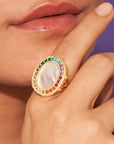 BE MAAD - Bague thème Baguera nacre blanche taille 56