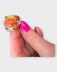 GAS BIJOUX - Bague SIMONE DORÉE - Cornaline et Quartz rose - Taille M