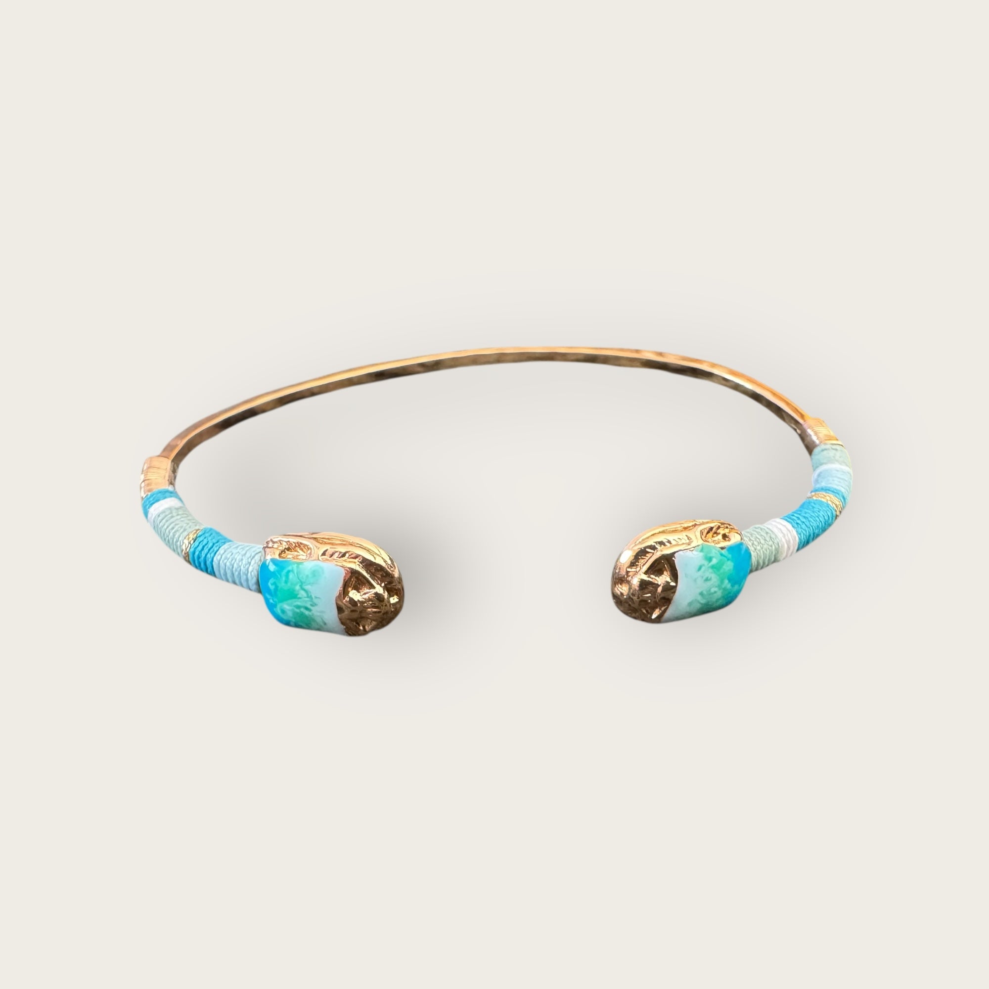 GAS BIJOUX - Bracelet DUALITY petit scaramouche doré à l'or fin- Couleur menthe
