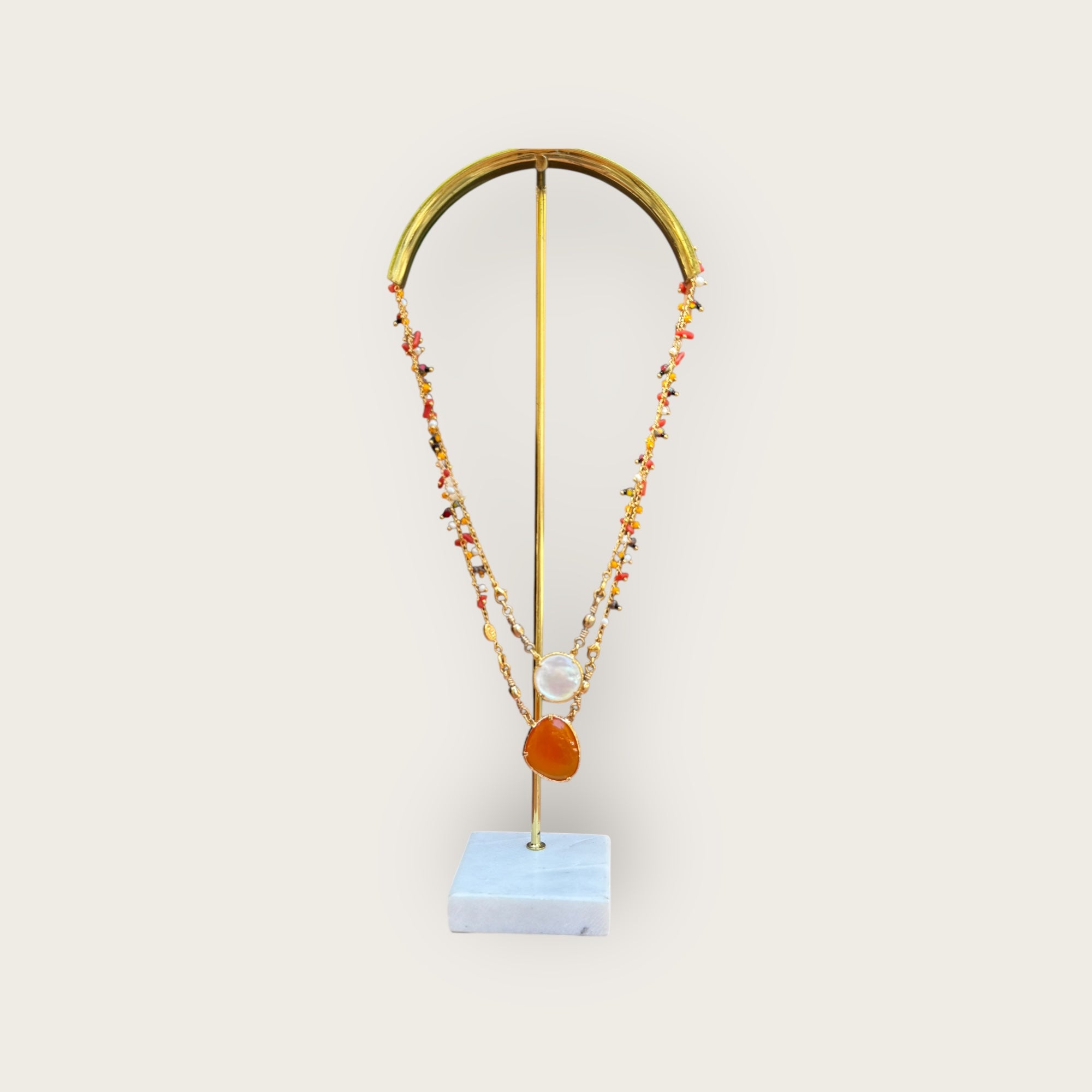 GAS BIJOUX - Collier scapulaire Nacre et cornaline