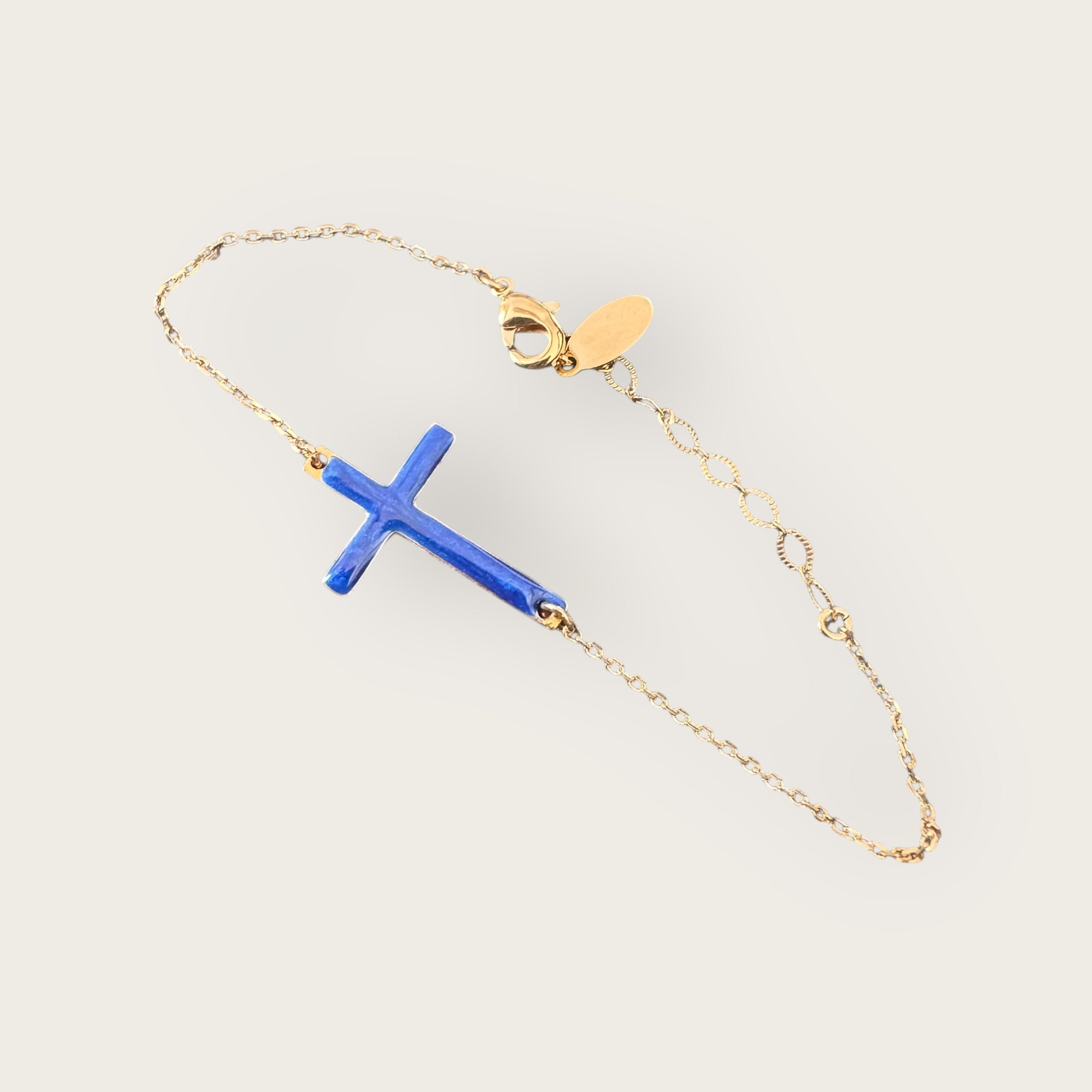 Mademoiselle OUPS - Bracelet CORPUS CRAZY grande croix émaillée - BLEU
