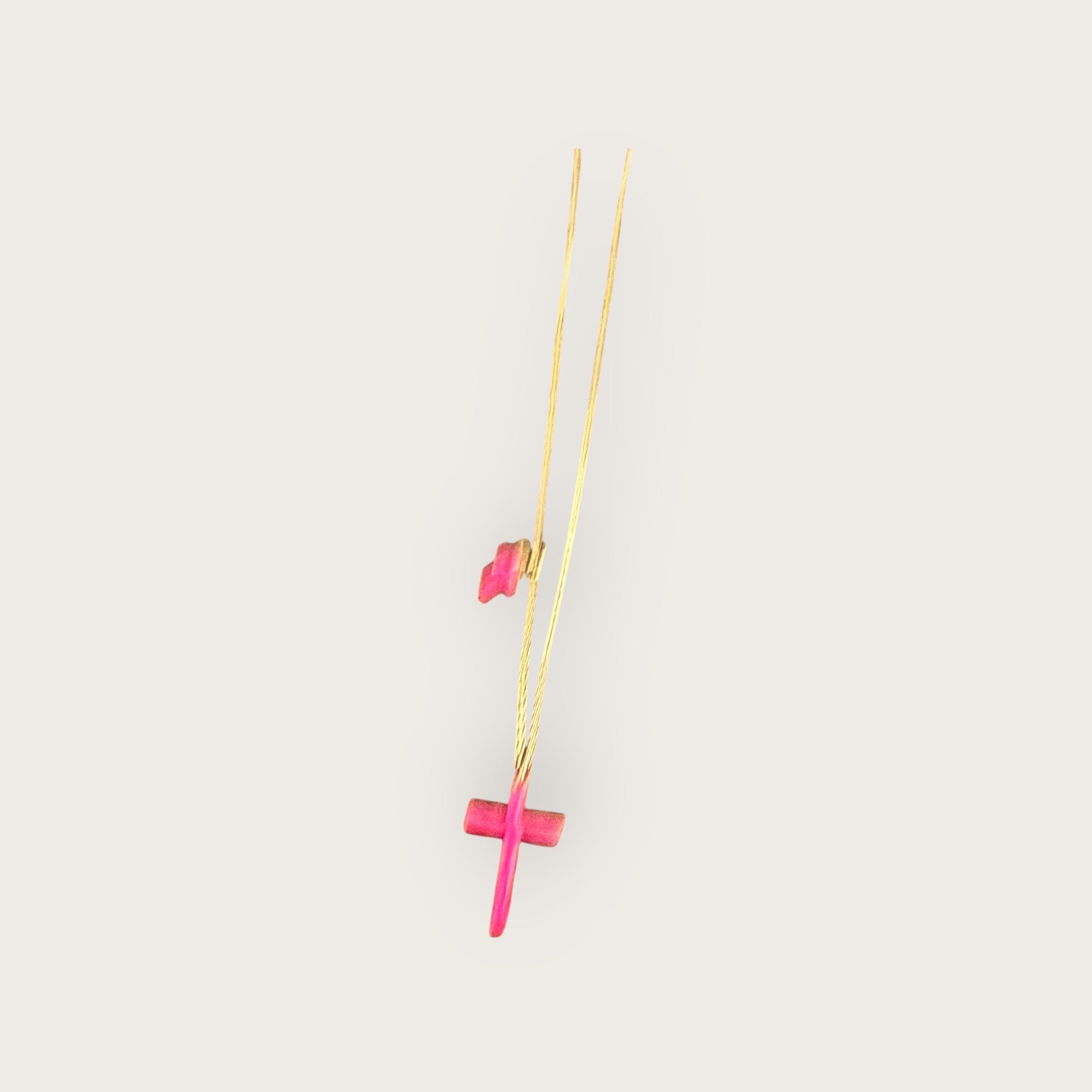 Mademoiselle OUPS - Sautoir CORPUS CRAZY - Grande croix émaillée - ROSE FLUO