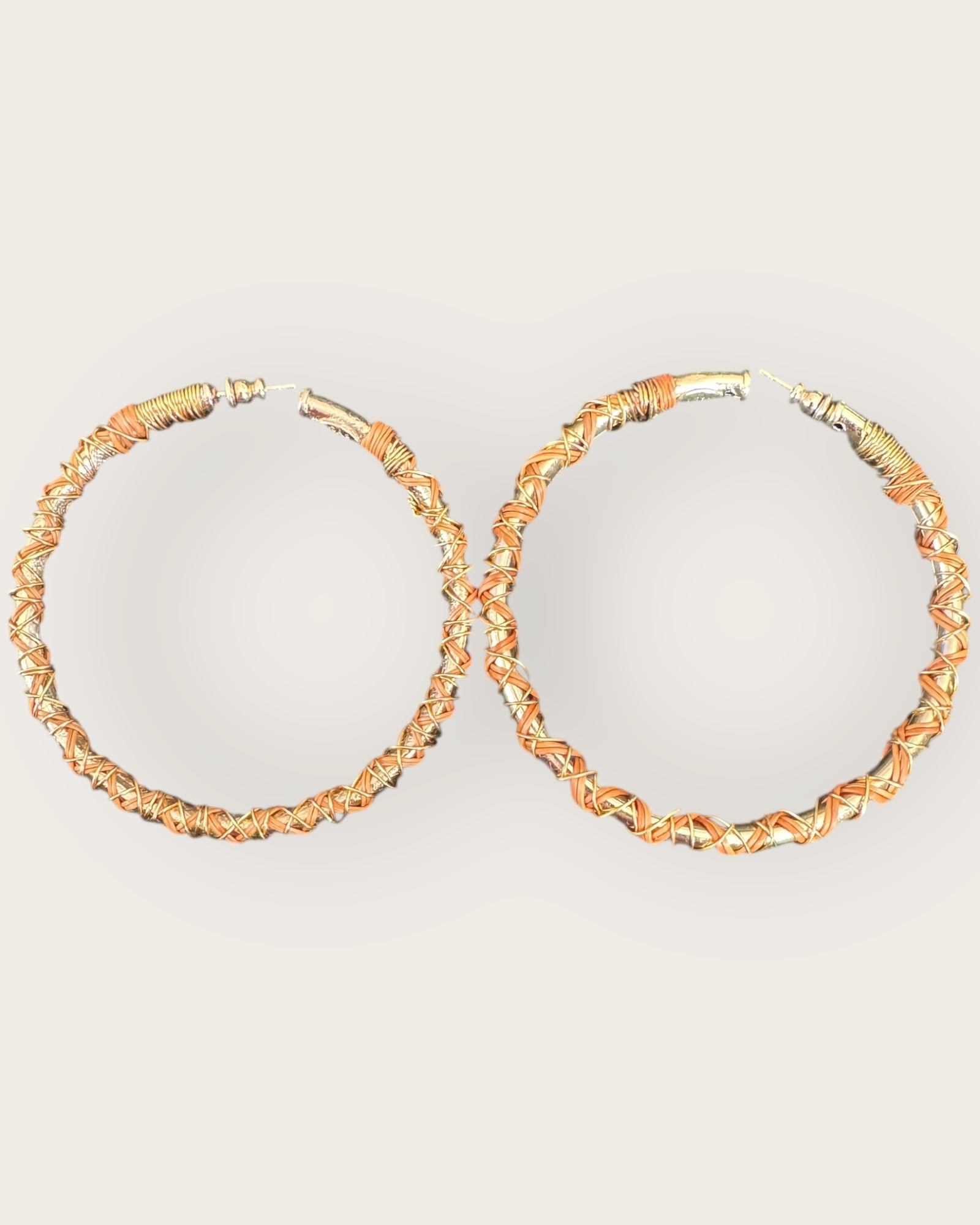 GAS BIJOUX - Boucles d'oreilles MAORI grand modèle doré à l'or fin et osier