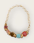 GAS BIJOUX - Collier SIRENA doré à l'or fin - Cornaline, quartz rose, amazonite