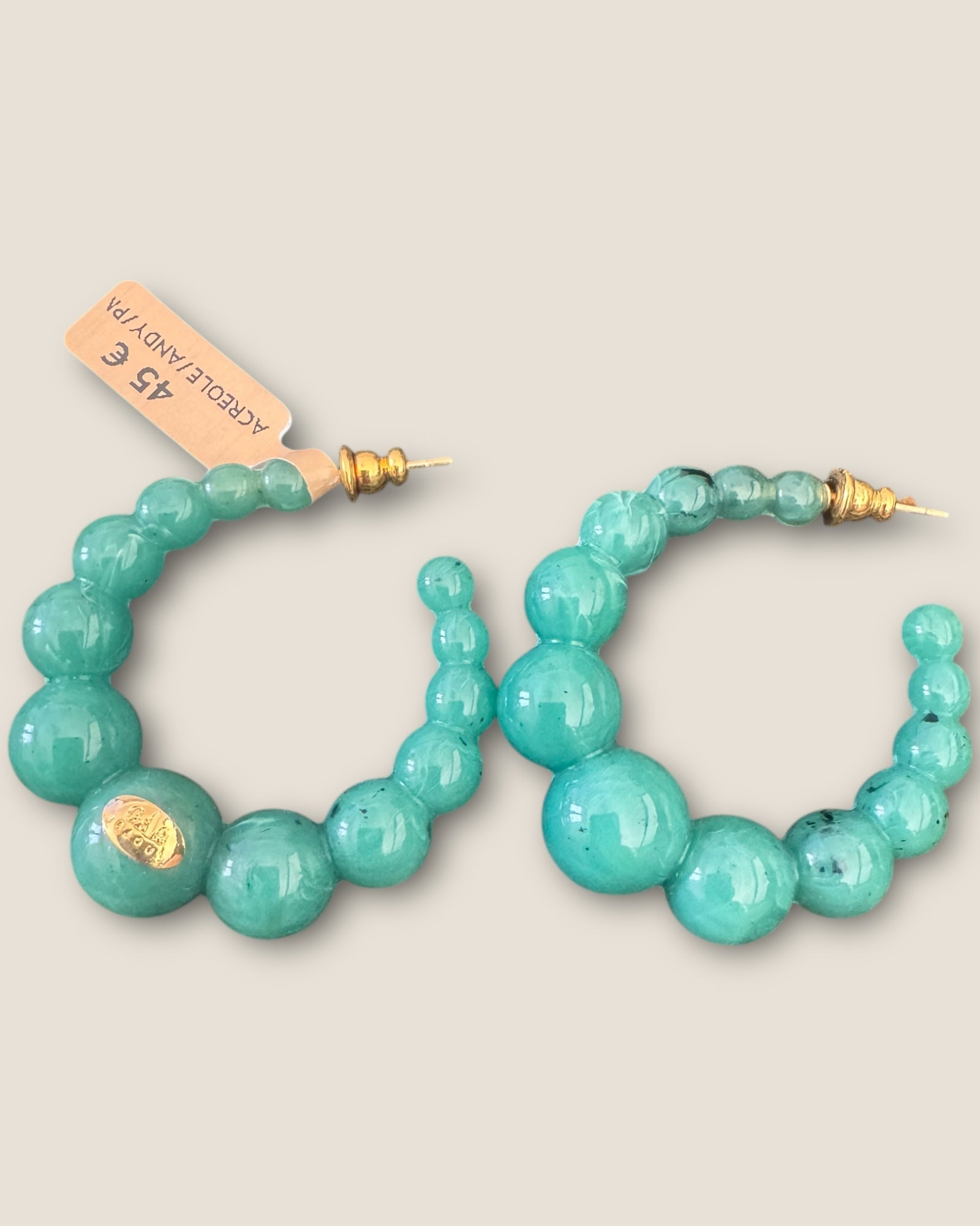 GAS BIJOUX - Boucles d'oreilles créoles Andy petit modèle acétate dorées - Vert