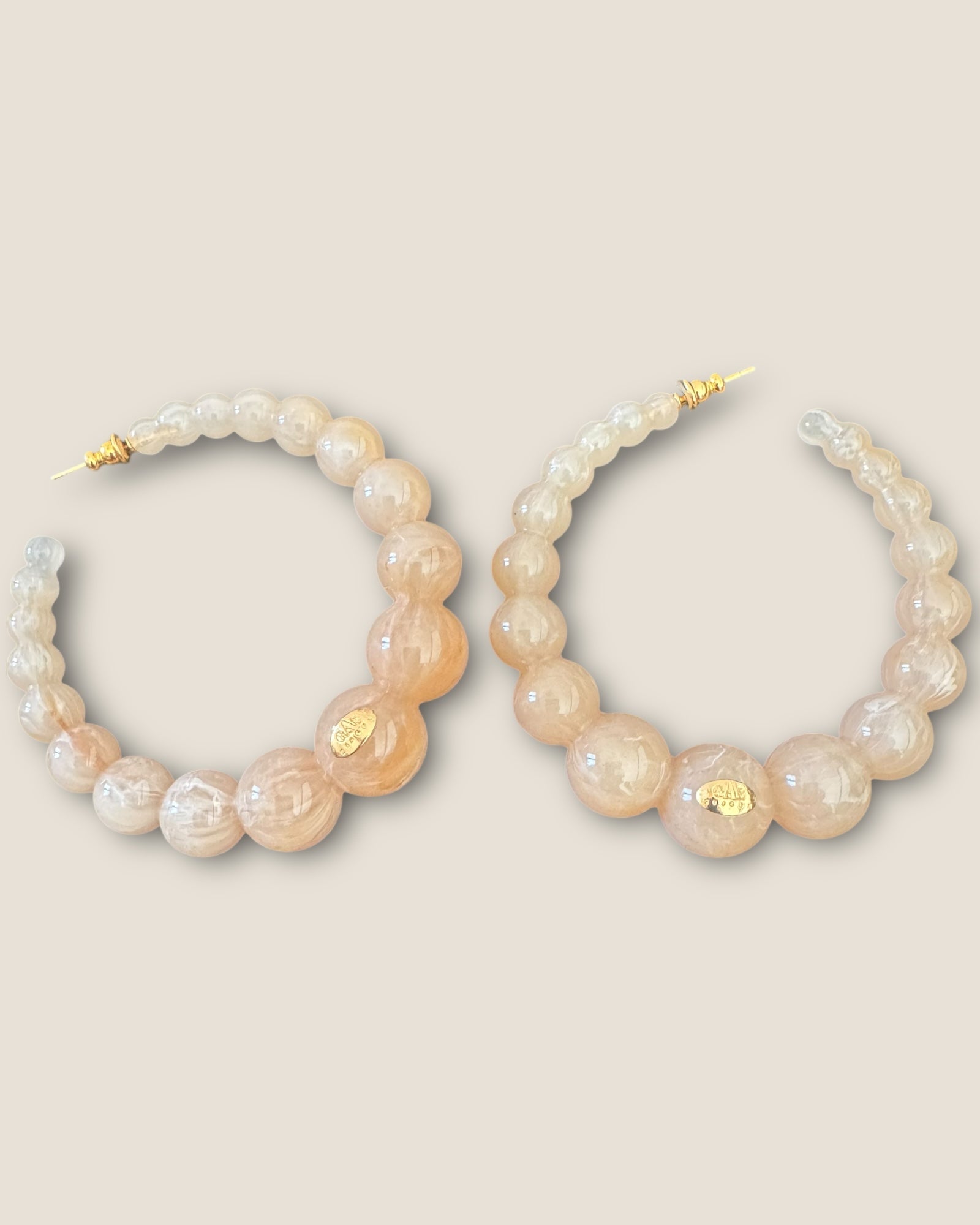 GAS BIJOUX - Boucles d'oreilles créoles Andy grand modèle dorées - Beige fonce