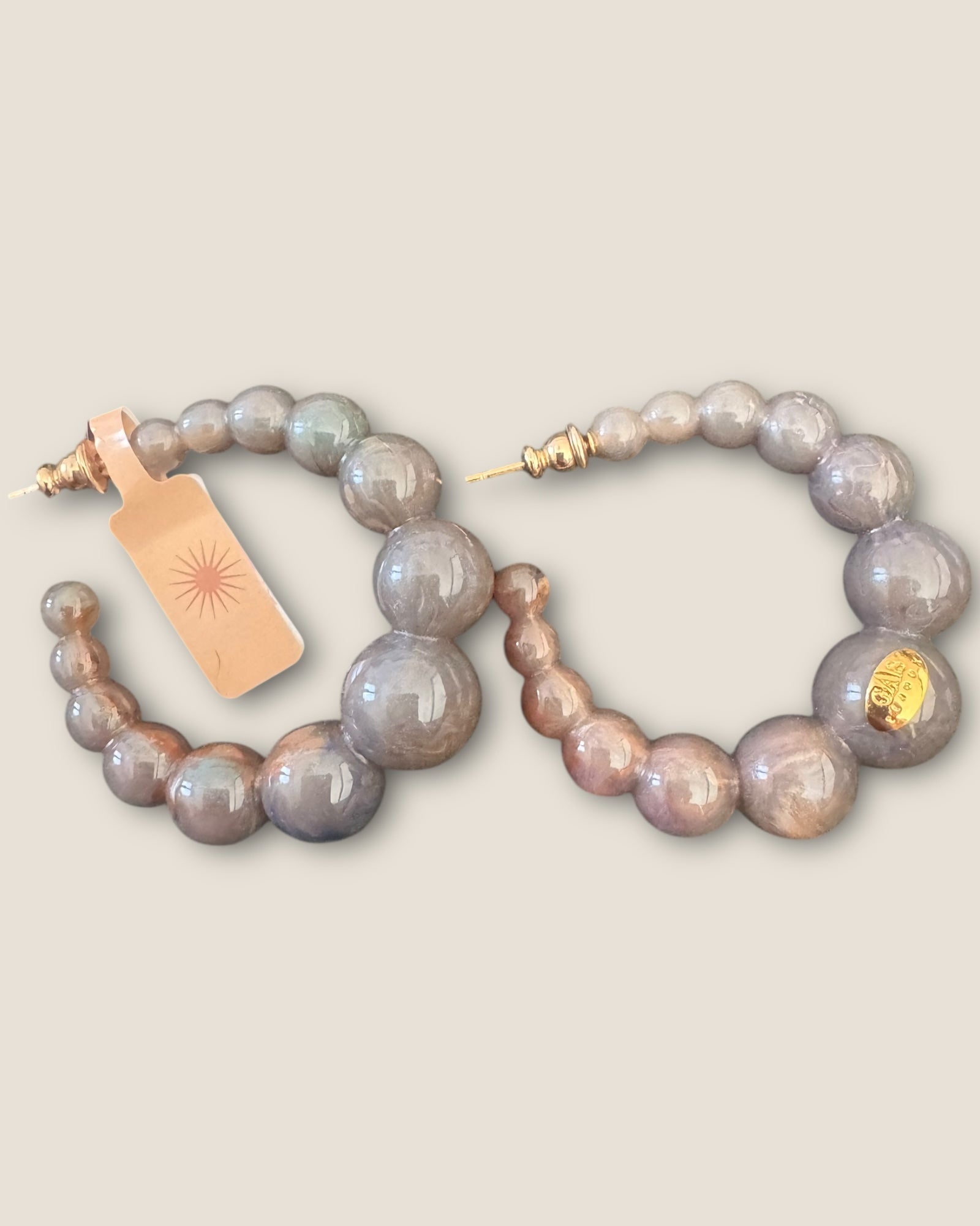 GAS BIJOUX - Boucles d’oreilles Andy petit modèle dorées - Grises foncées degradées