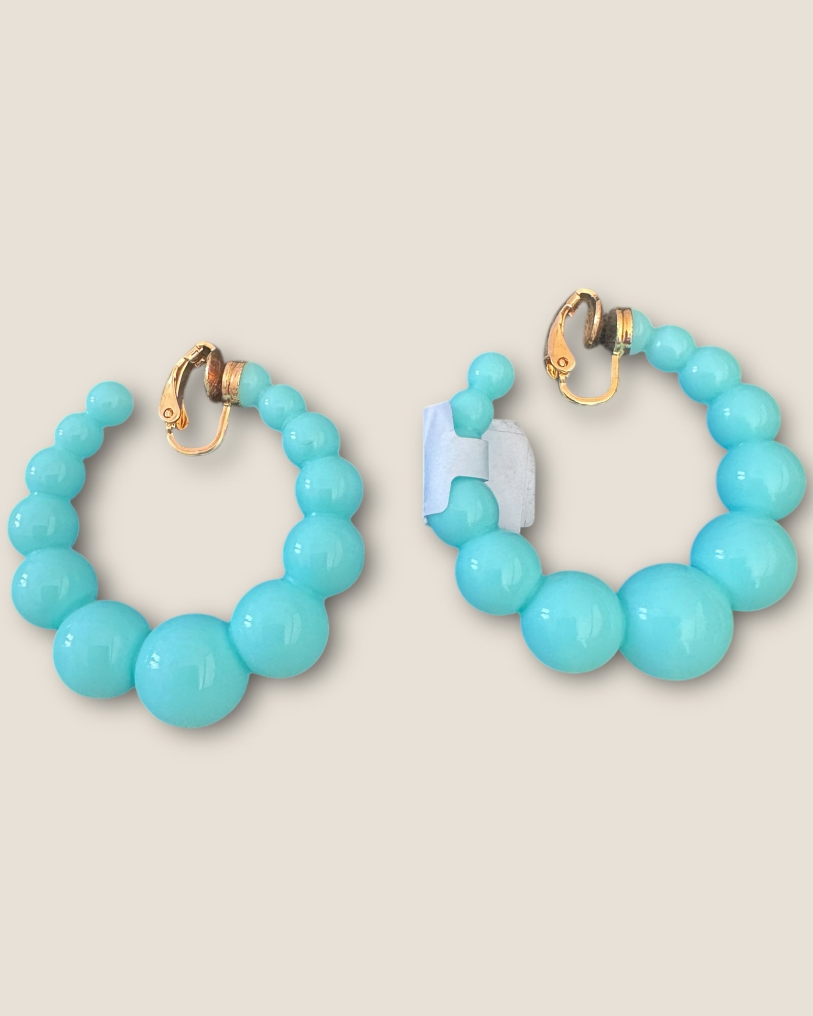 GAS BIJOUX - Boucles d’oreilles créoles ANDY CLIPS petit modèle acétate dorées - Bleues