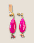 GAS BIJOUX - Boucles d’oreilles SERTI GOUTTE petit modèle dorées à l’or fin - Fuschia