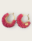 GAS BIJOUX - Boucles d’oreilles IZZIA petit modèle dorée à l’or fin - Grenat