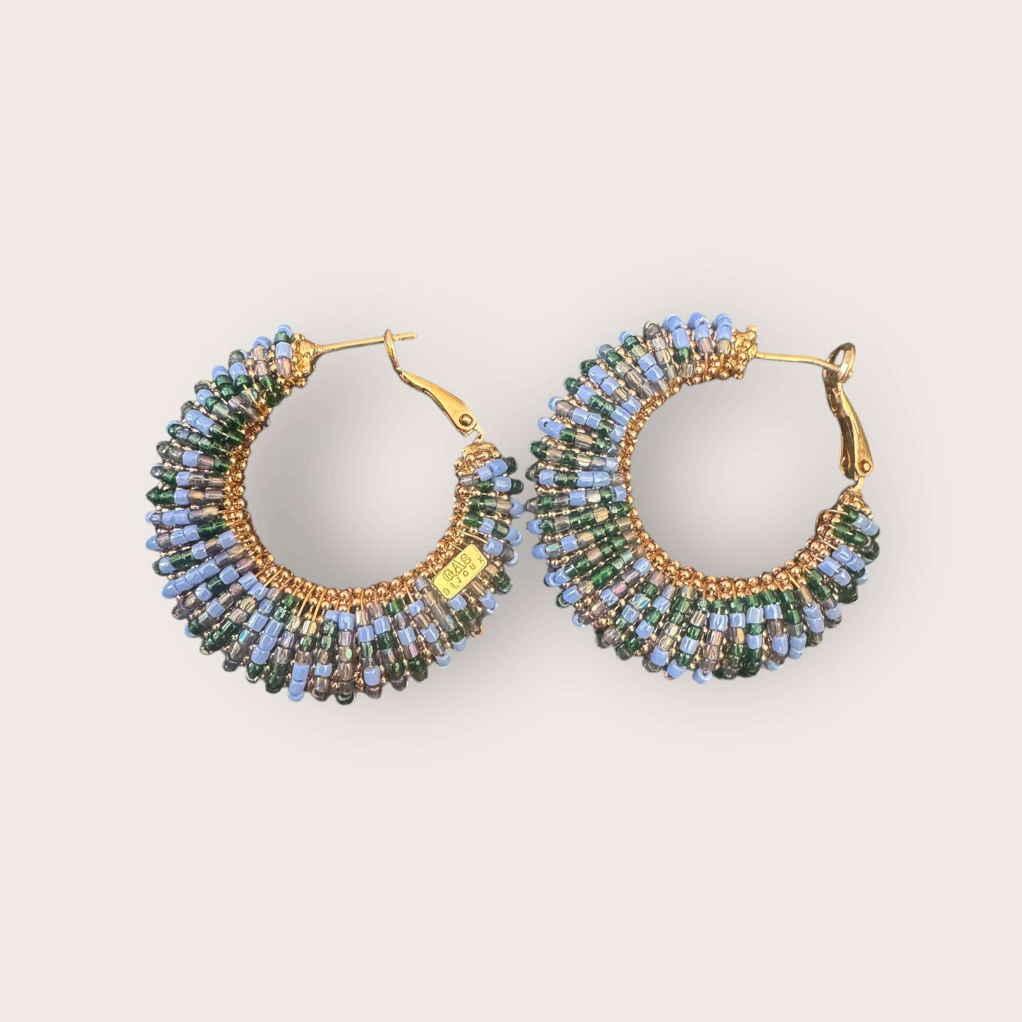 GAS BIJOUX - Boucles d’oreilles IZZIA petit modèle dorées à l’or fin - Bleues et vertes