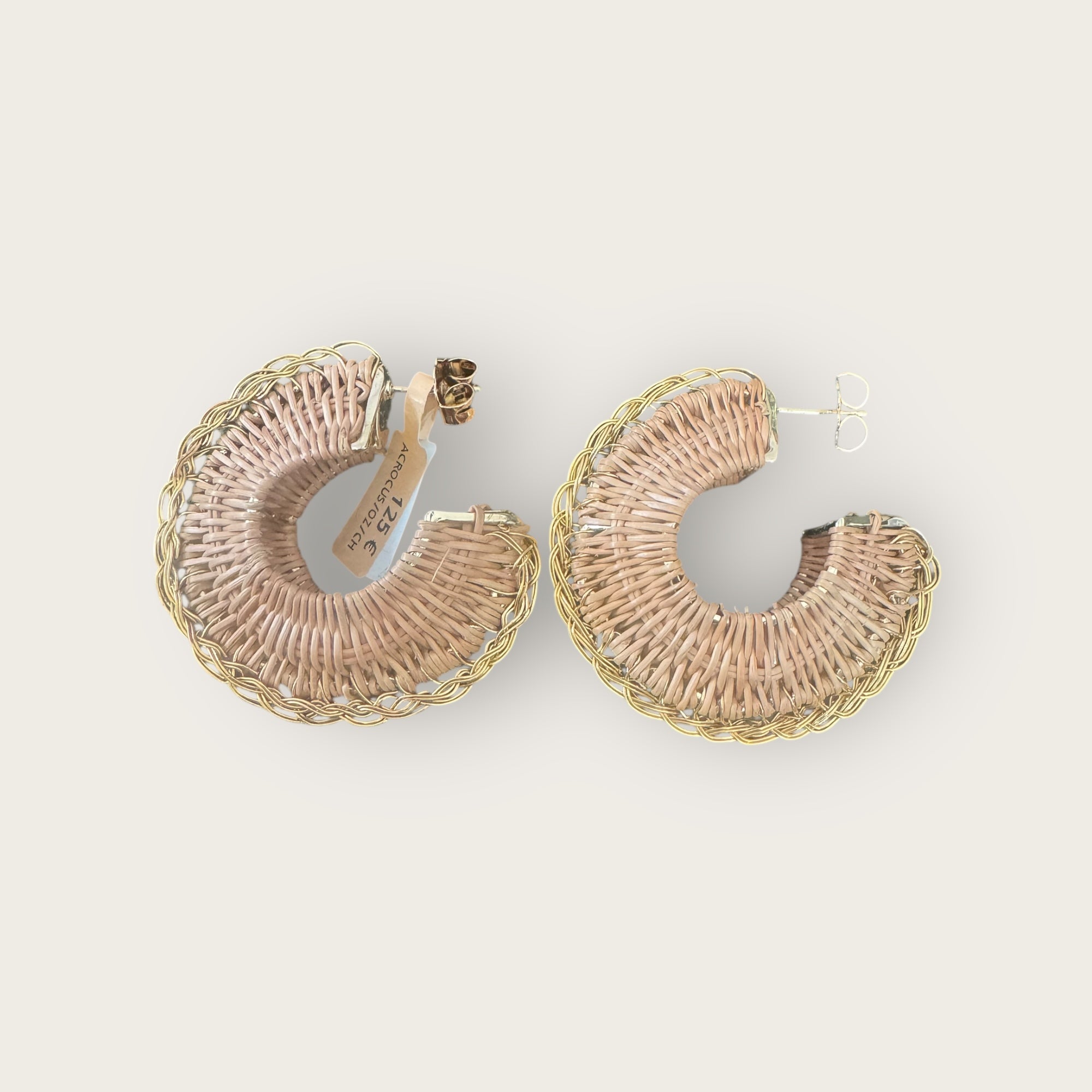 GAS BIJOUX - Boucles d’oreilles créoles CROCUS osier et fils doré à l’or fin