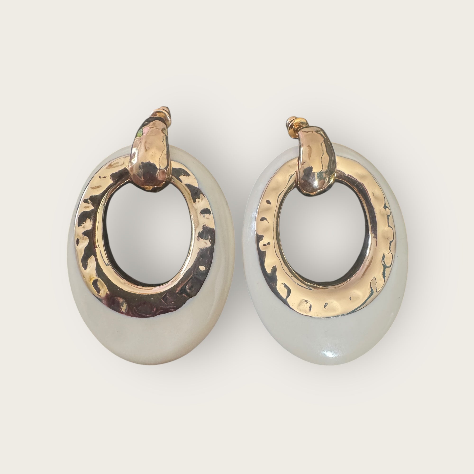 GAS BIJOUX - Boucles d’oreilles SELVA ivoire dorée à l’or fin grand modèle