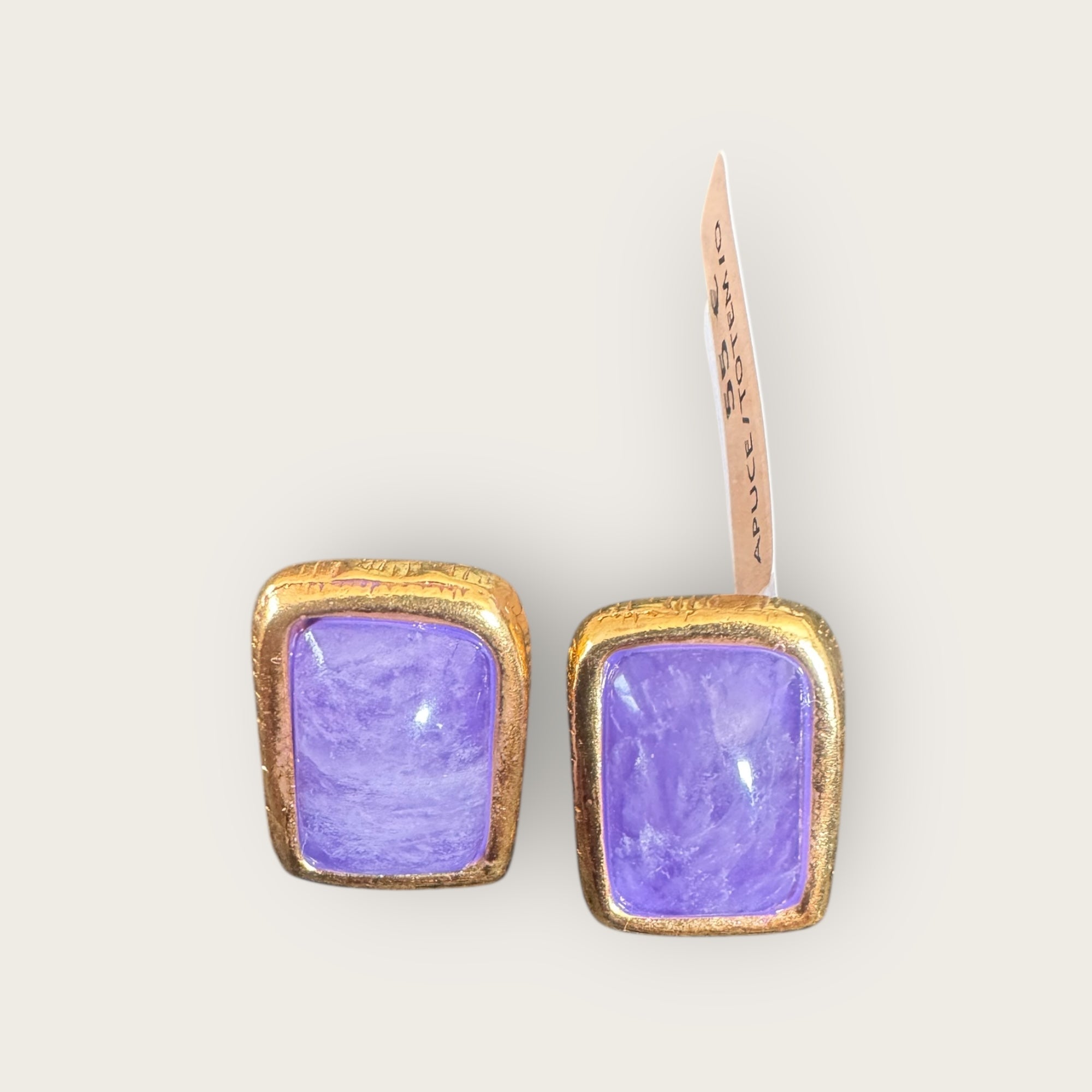 GAS BIJOUX - Boucles d'oreilles TOTEM dorées à l'or fin - Améthyste