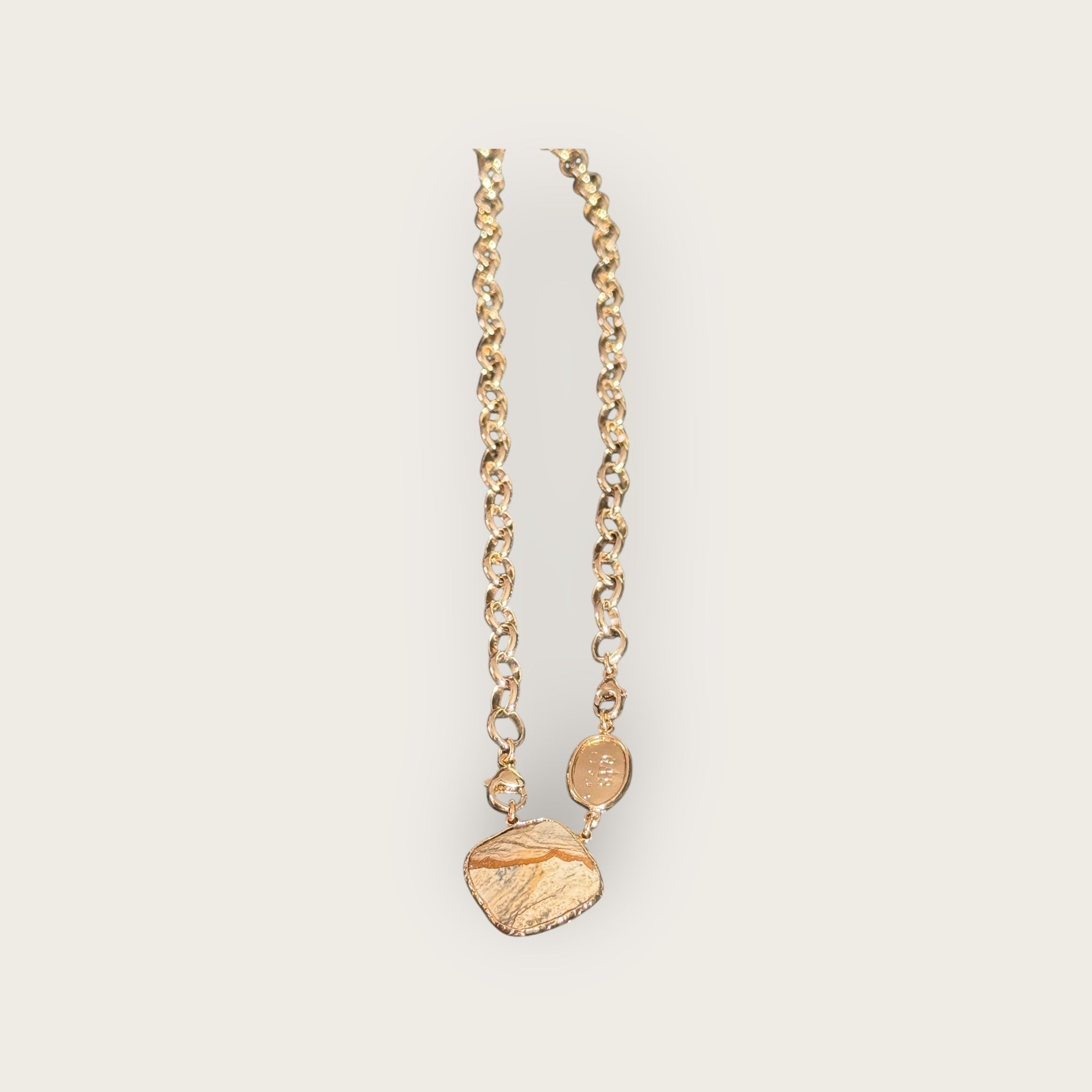 GAS BIJOUX - Collier BILLY doré à l'or fin - Jaspe