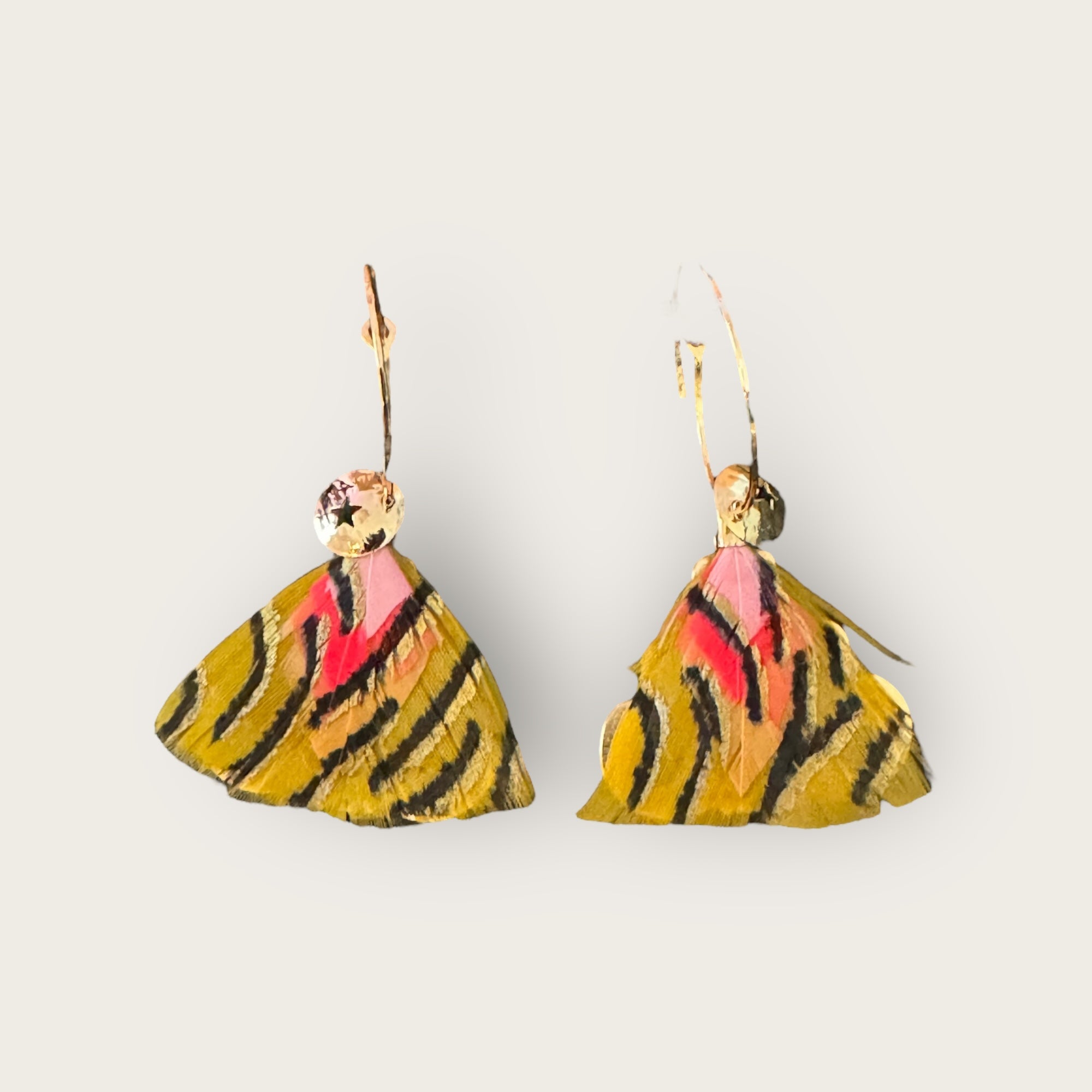 GAS BIJOUX - Boucles d'oreilles créoles BERMUDES - Tons moutarde et rose