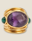 GAS BIJOUX - Bague SIMONE dorée à l'or fin - Améthyste et Malachite Taille M