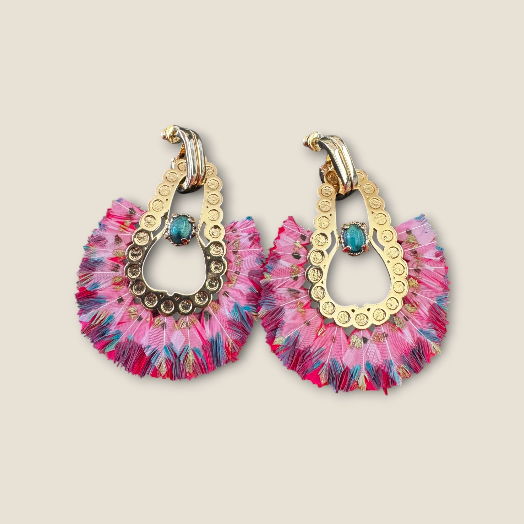 GAS BIJOUX - Boucles d'oreilles FORTALEZA dorées à l'or Fin - Tons de roses