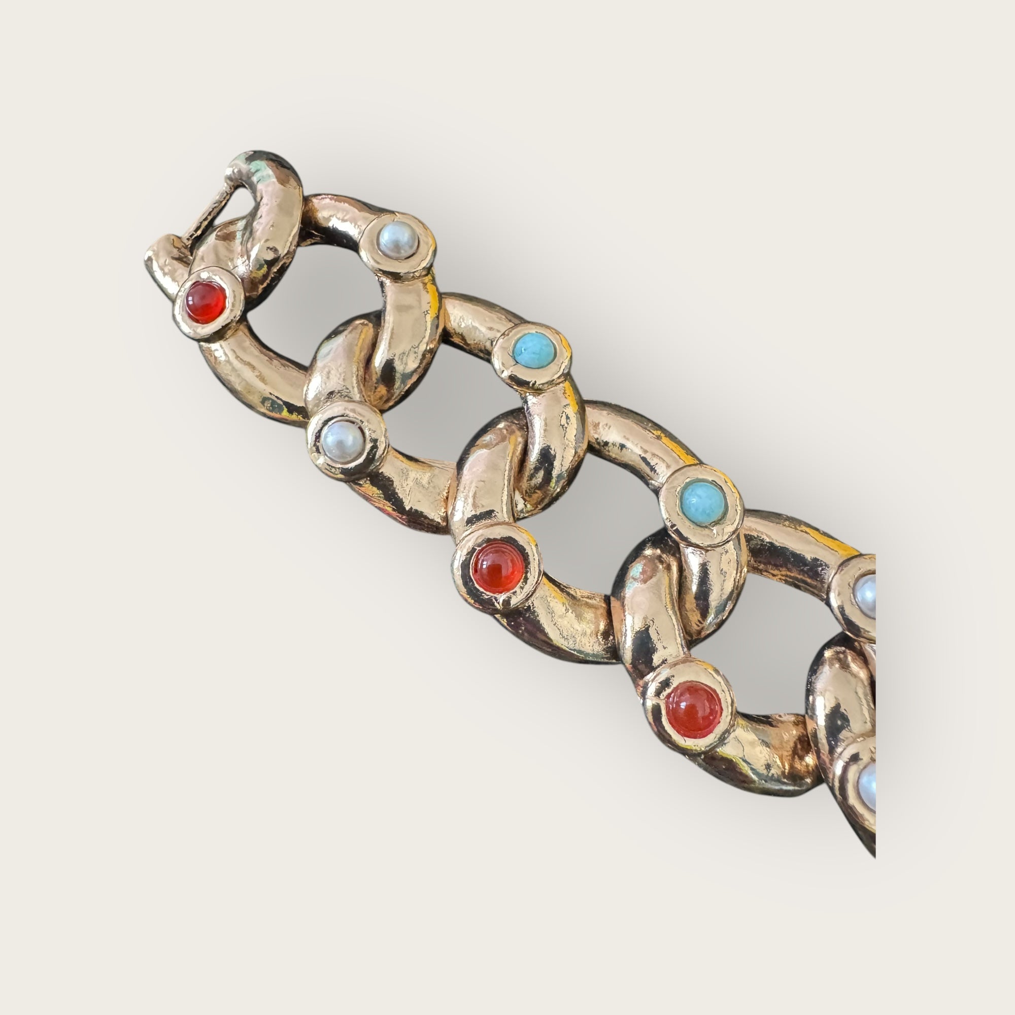 GAS BIJOUX - Bracelet MITSI doré - Cornaline, perle d'eau douce et turquoise - Taille 1