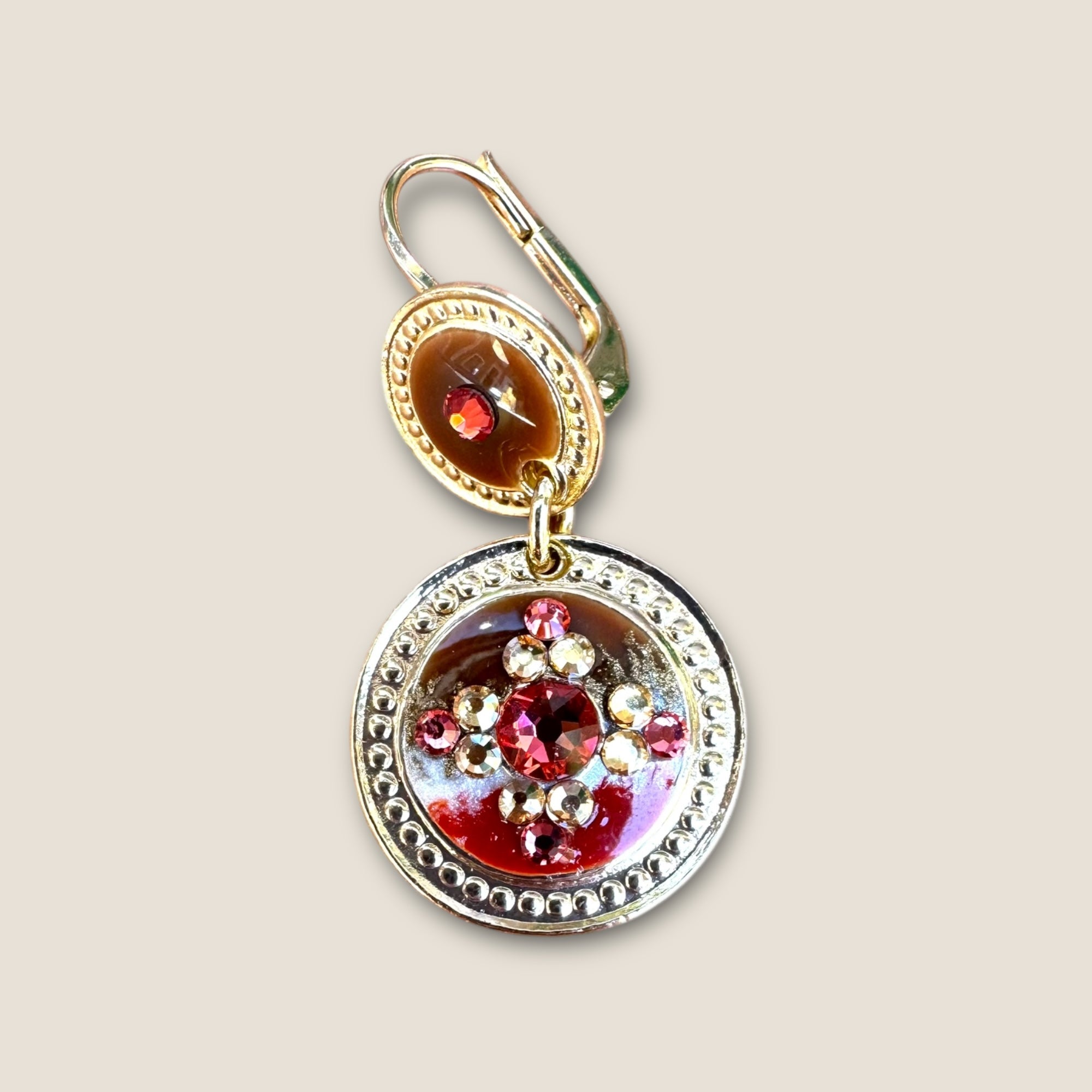 GAS BIJOUX - Boucles d'oreilles SEQUIN dorée Marron