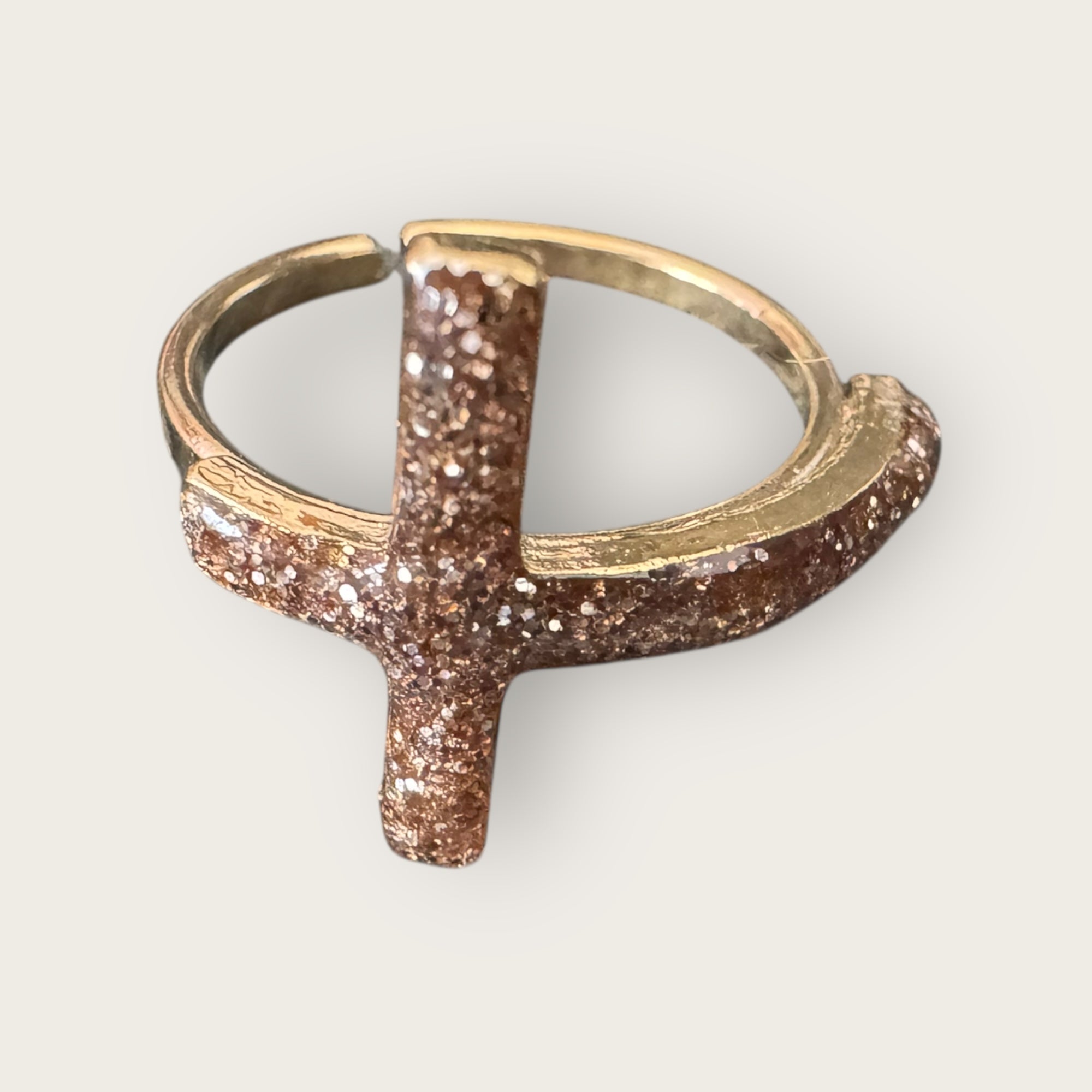 Mademoiselle OUPS - Bague CORPUS CRAZY grande croix émaillée - DORÉE