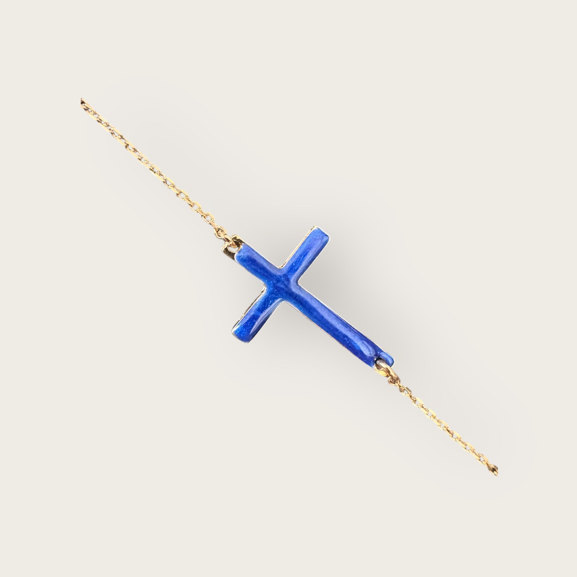 Mademoiselle OUPS - Bracelet CORPUS CRAZY grande croix émaillée - BLEU