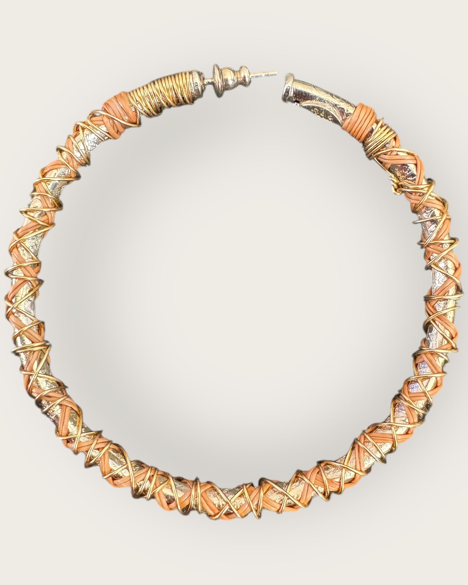 GAS BIJOUX - Boucles d'oreilles MAORI grand modèle doré à l'or fin et osier