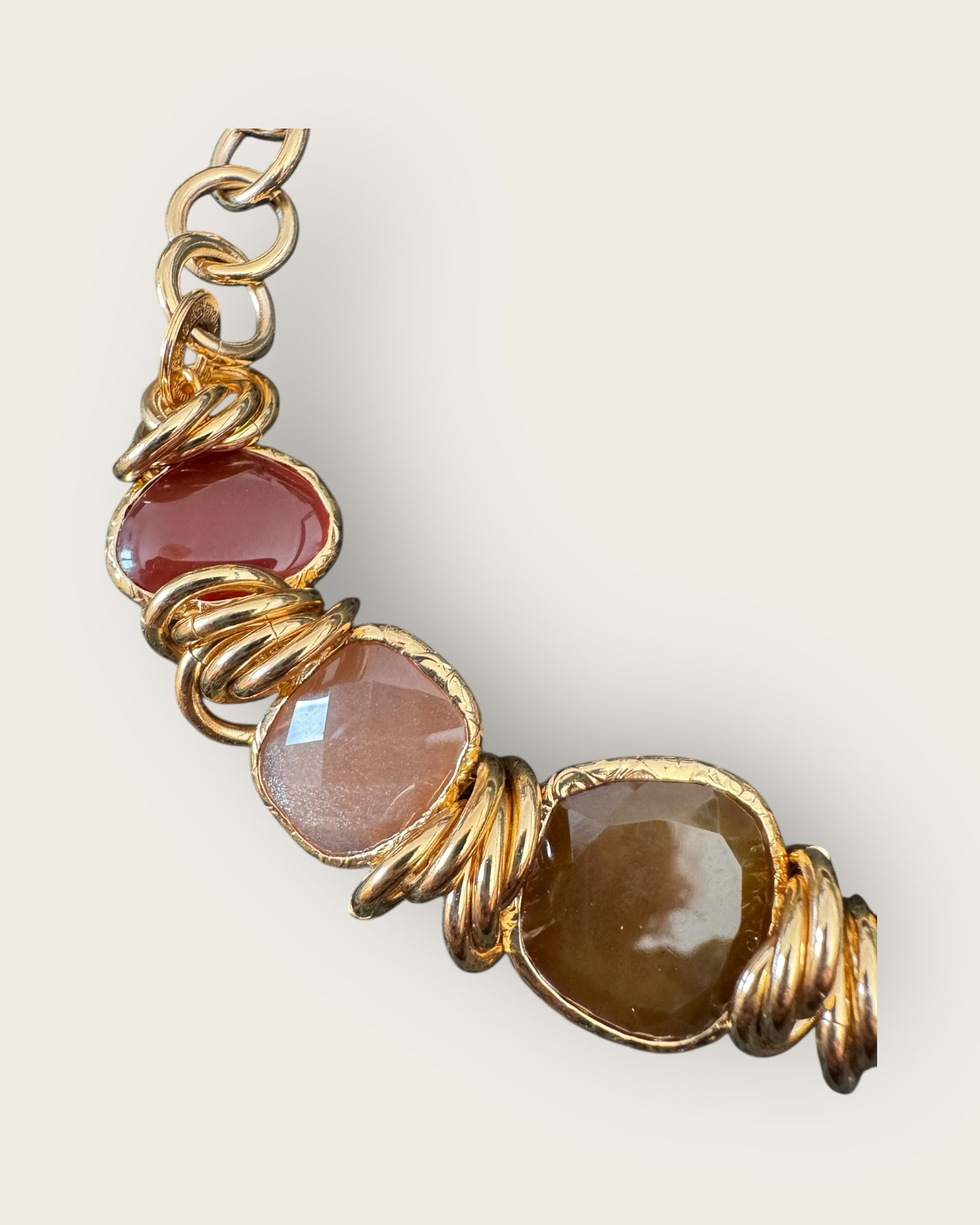 GAS BIJOUX - Collier SIRENA doré à l'or fin - Cornaline, quartz rose, amazonite