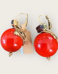 GAS BIJOUX - Boucles d'oreilles DECALCIA dorées à l'or fin - Rouge et cristal mauve